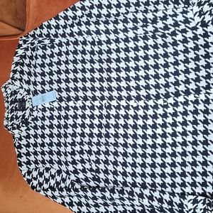 Ann Taylor Factory Petite Houndstooth Ruffle Button Down Shirt